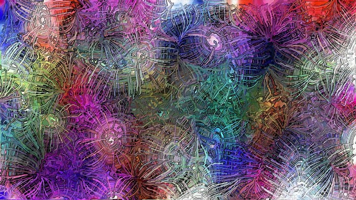 Colorful abstract pattern with floral elements