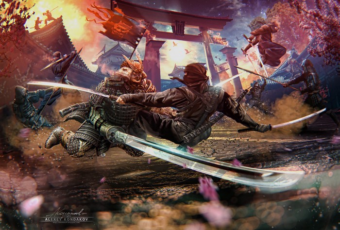 Epic Ninja vs Samurai Katana Battle