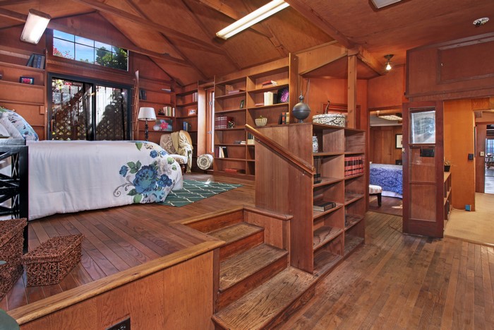 Interior Bedroom with Bookshelves