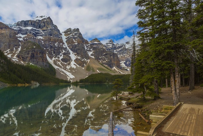 Moraine Lake Mountains and Trees in Banff National Park
