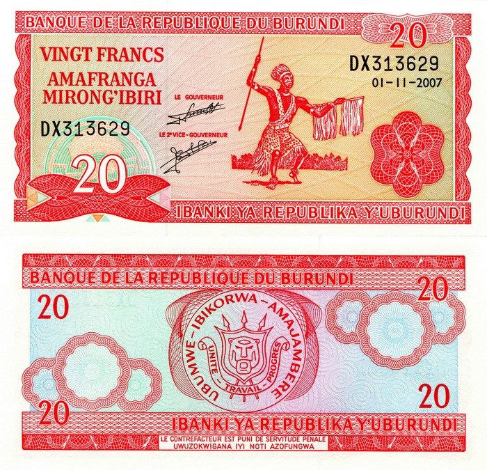 20 Francs Burundi Banknote
