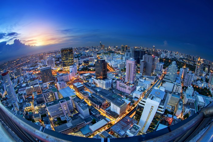 4K Bangkok Megapolis Skyscrapers From Above at Night