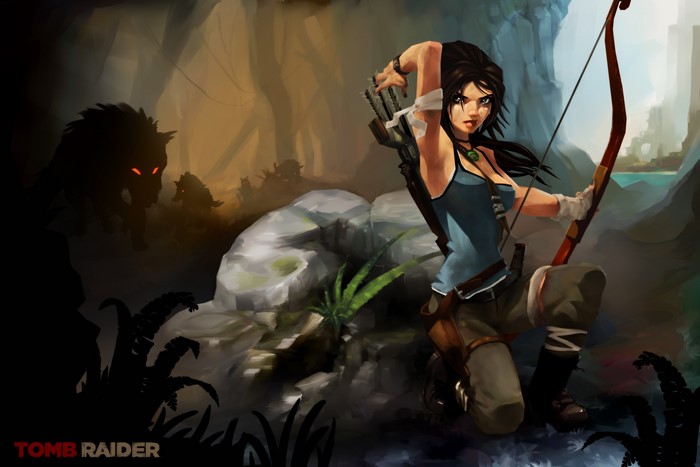 Lara Croft from Tomb Raider with bow and arrow