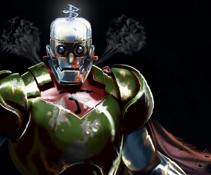 Robot with green armor and red chest symbol