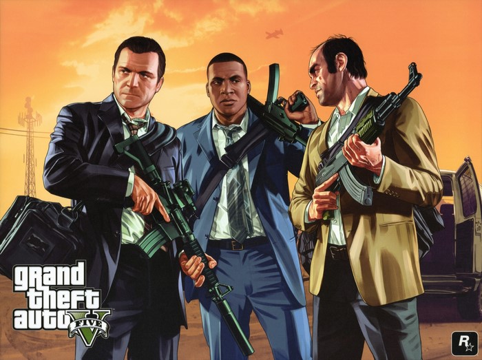 GTA 5 Trio Armed and Ready at Sunset