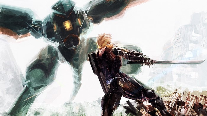 Raiden from Metal Gear Rising fighting Metal Gear RAY