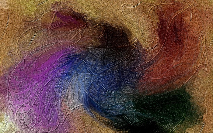 Abstract textured painting with swirling colors