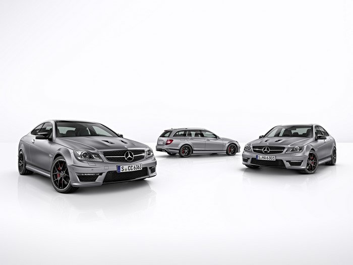 Three Mercedes-Benz C63 AMG cars