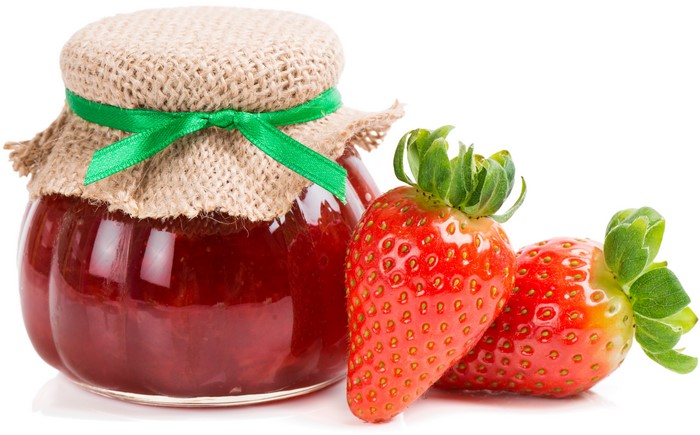 Strawberry Jam Jar with Fresh Strawberries