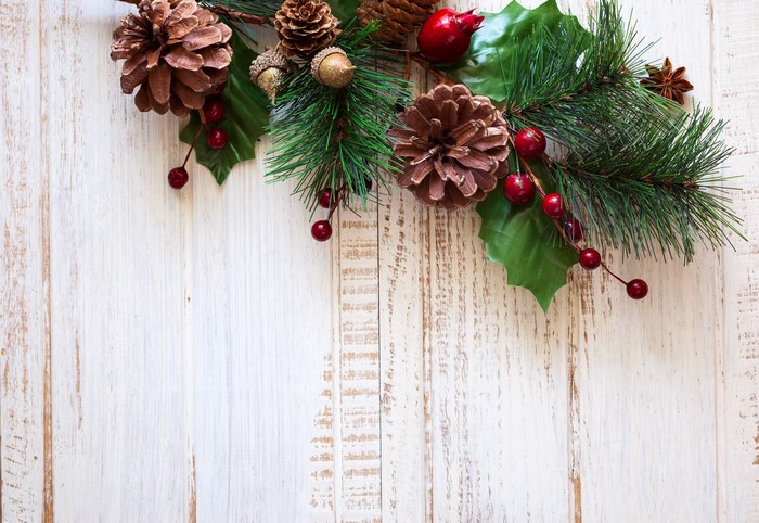 Christmas decoration with pine cones and berries
