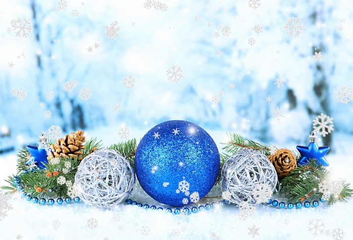 Christmas ornaments with pine cones and snowflakes