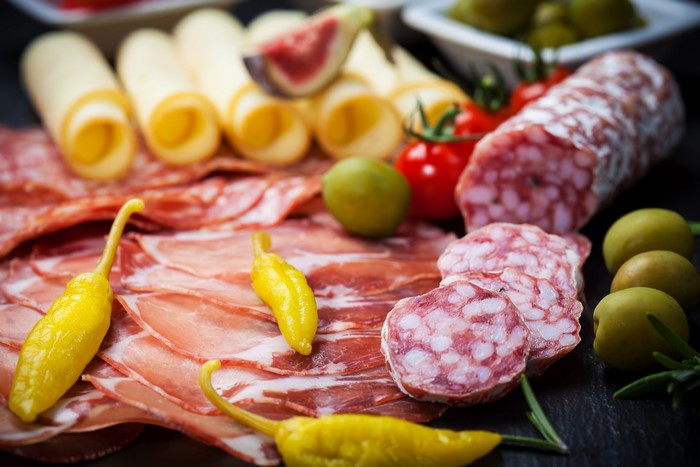 4K Meat products, Sausage, Ham, Bell pepper