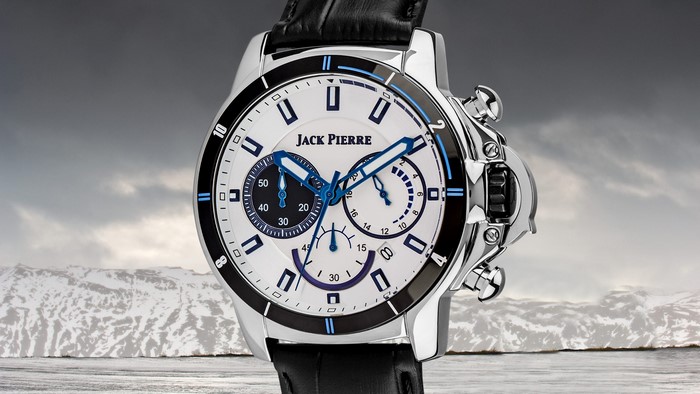 Jack Pierre Chronograph Watch with Black Leather Strap