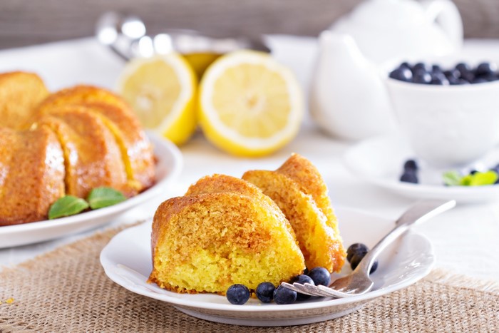 Lemon Bundt Cake Slices with Blueberries