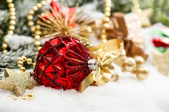 Christmas Ornaments and Decorations in Snow