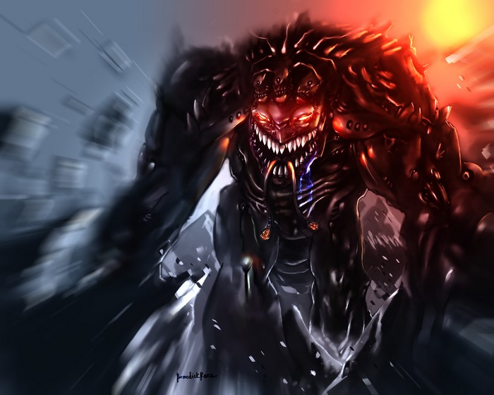 4K Monster with glowing red eyes
