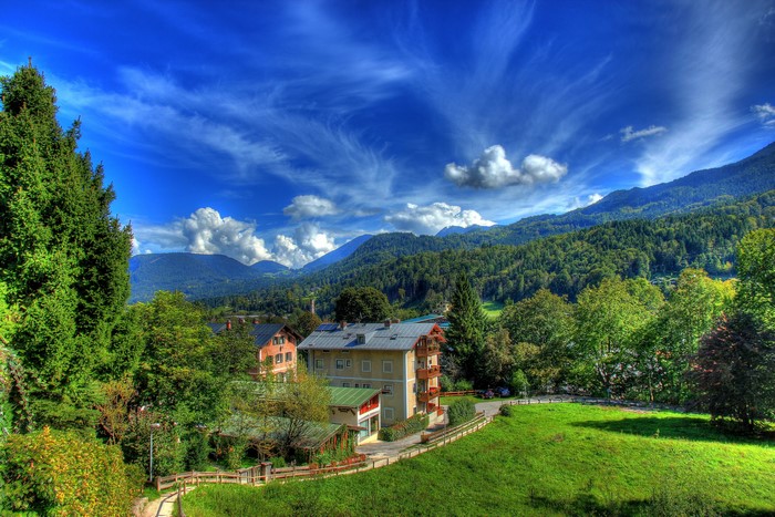 Houses and mountains in Berchtesgaden, Germany