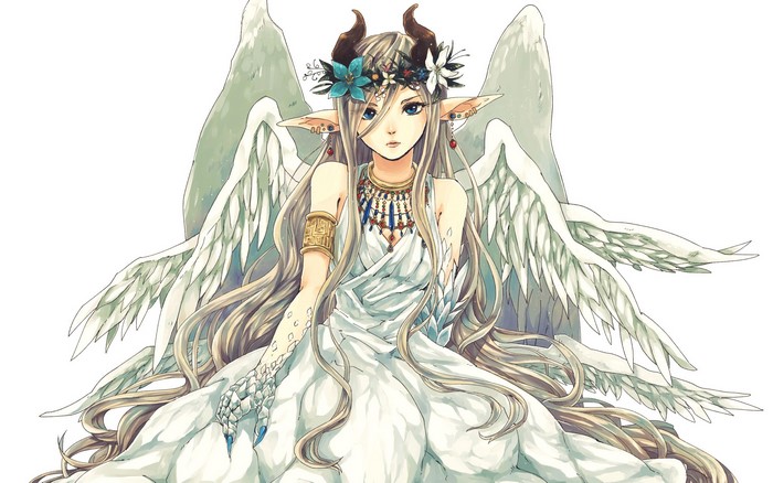 Angel with horns and wings, original character