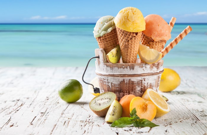 4K Citrus and Ice Cream Cones by the Sea