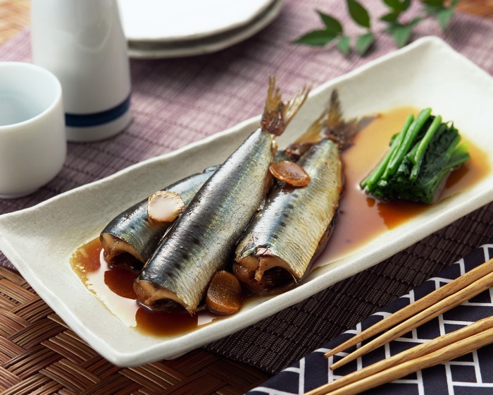 Braised Sardines with Greens and Sake Set