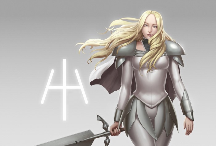 Teresa from Claymore with a sword