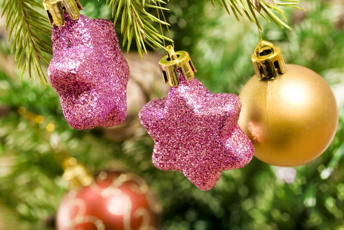 Christmas ornaments on a tree