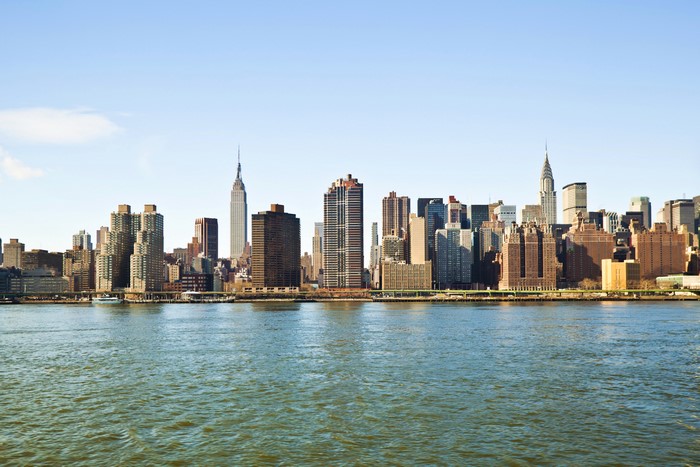 New York City Skyline with Empire State Building and River