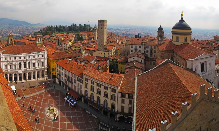 Bergamo, Italy cityscape from above