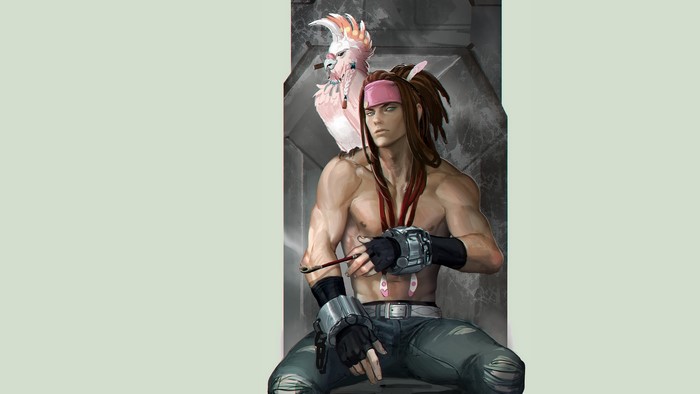 Mink from Dramatical Murder with a parrot