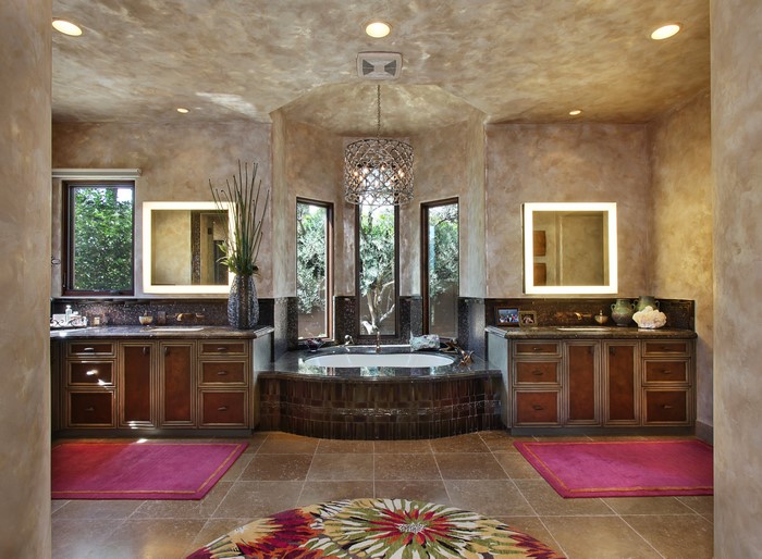 Luxury Bathroom with Chandelier and Bathtub