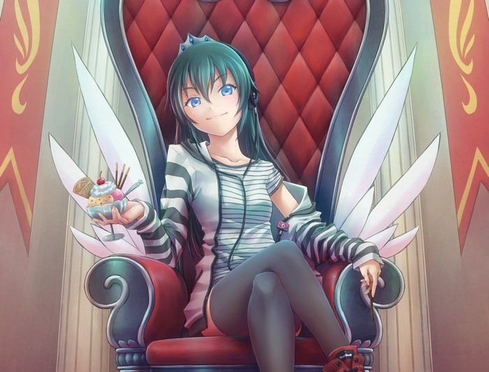 Silveria Princess sitting on a throne with ice cream