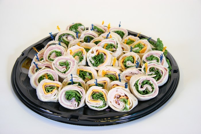 Platter of Ham and Cheese Pinwheel Sandwiches