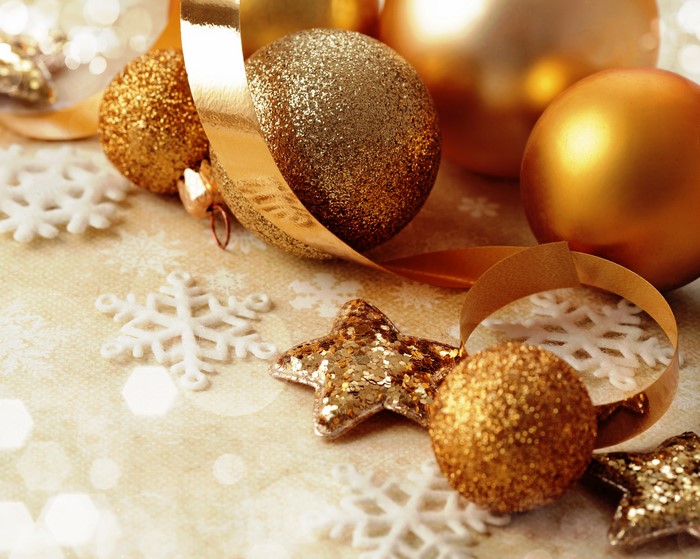 Christmas ornaments and snowflakes