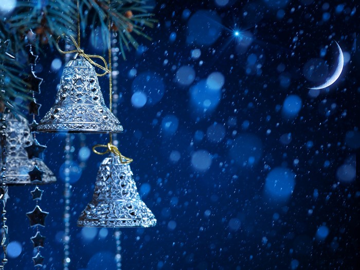 Christmas Bells with Moon and Snow