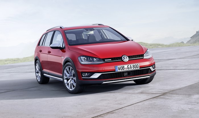 Red Volkswagen Golf VII Alltrack