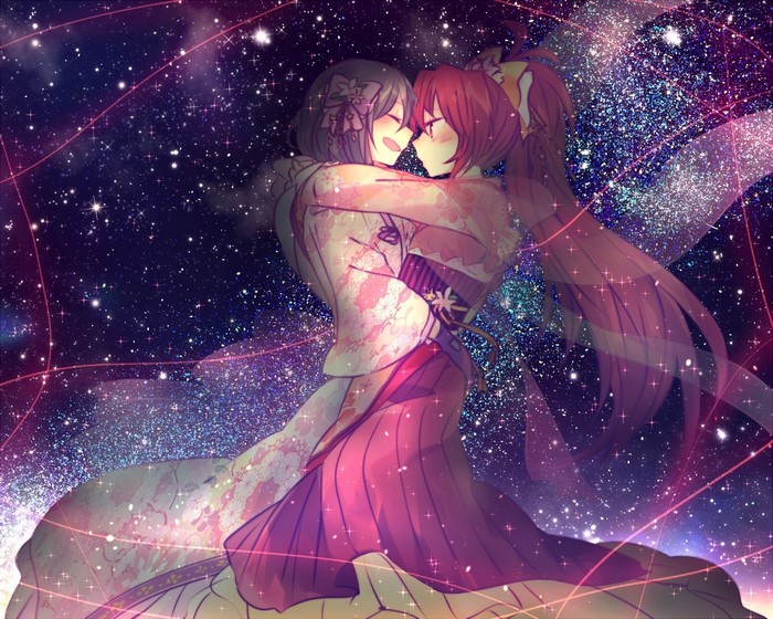 Akemi Homura and Sakura Kyouko from Mahou Shoujo Madoka Magica