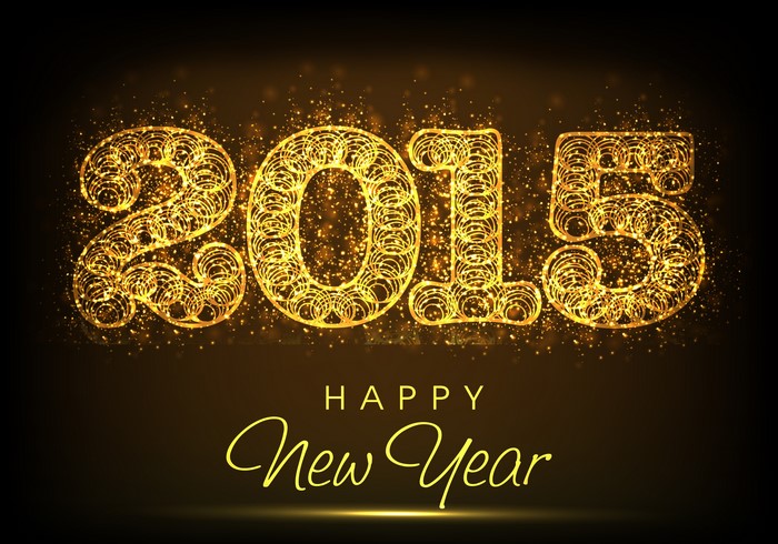 Happy New Year 2015 Golden Sparkles