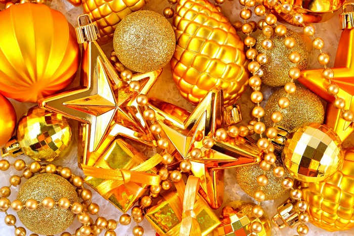 Gold Christmas Ornaments and Beads