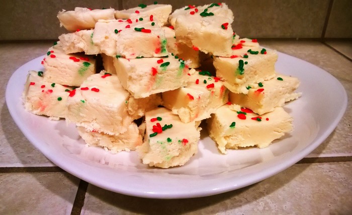 Plate of Christmas Fudge with Sprinkles