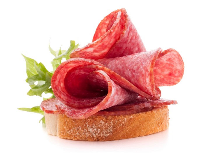 Salami on Bread with Greens