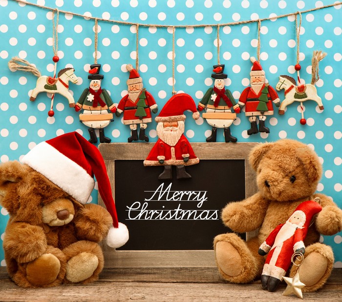 Christmas Decorations with Teddy Bears and Santa