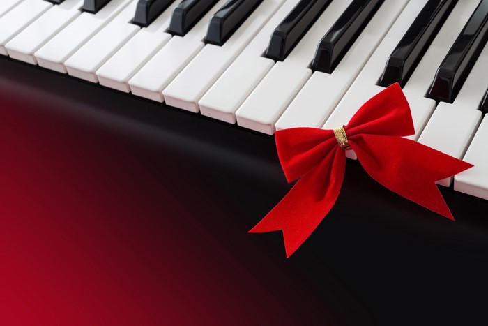 Red Bow on Piano Keys