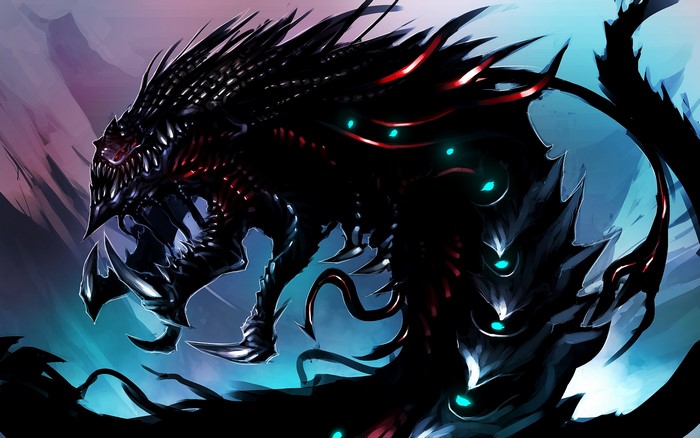 Black monster with red and blue accents