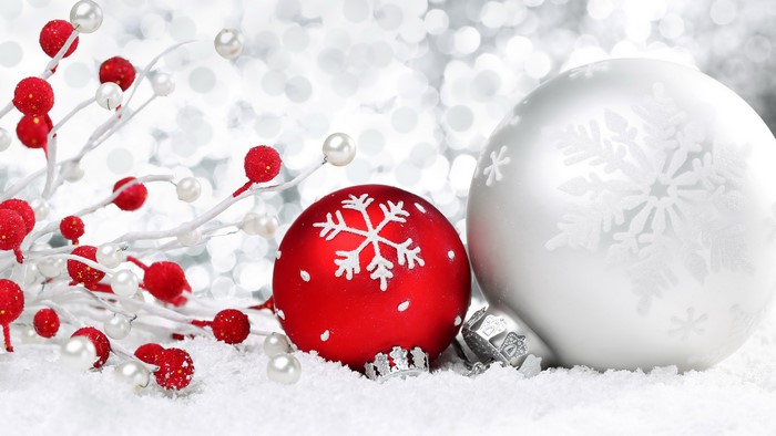 Christmas Ornaments with Snowflakes and Berries