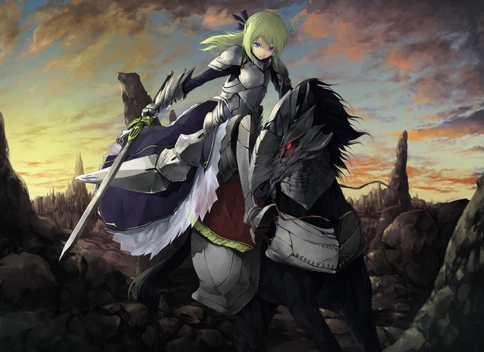 Saber from Fate/Stay Night on horseback