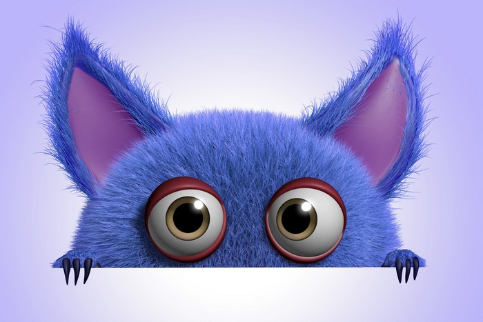 Blue furry monster with big eyes