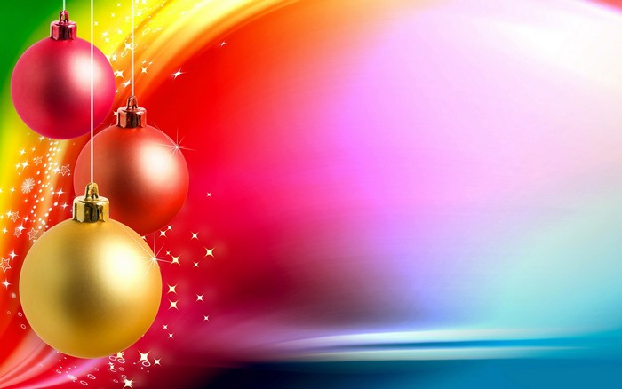 Christmas ornaments with colorful abstract background