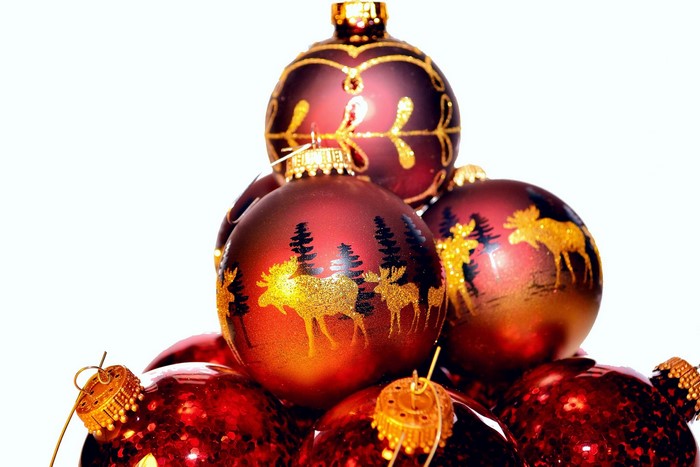 Christmas ornaments with moose and trees