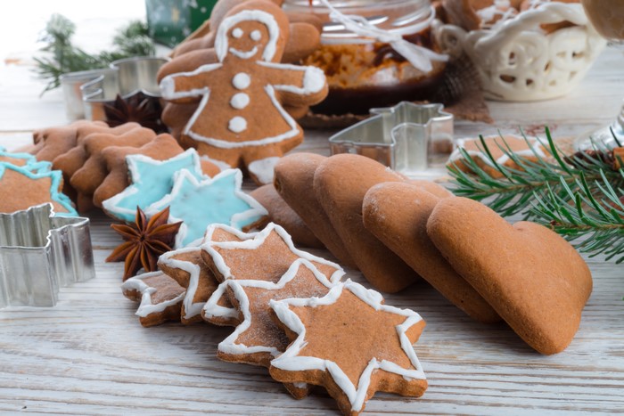 Christmas gingerbread cookies and star cookies