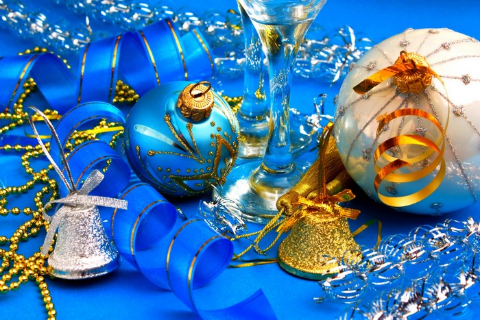 Christmas Ornaments and Bells with Ribbons